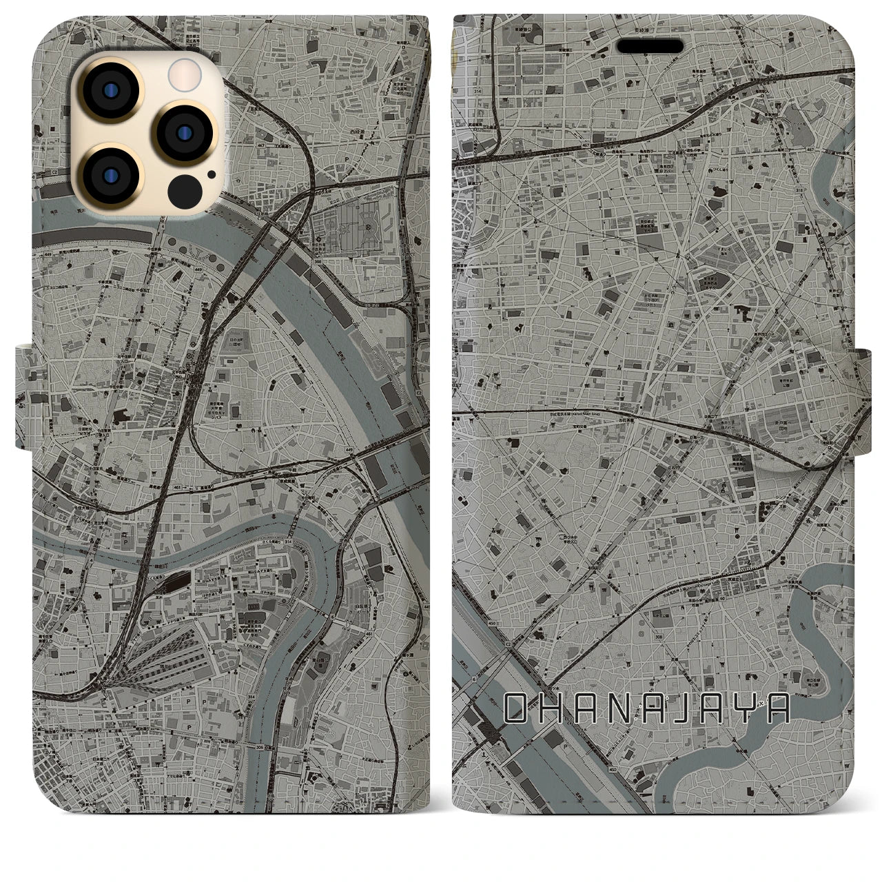 【お花茶屋(東京都)】地図柄iPhoneケース(手帳タイプ)