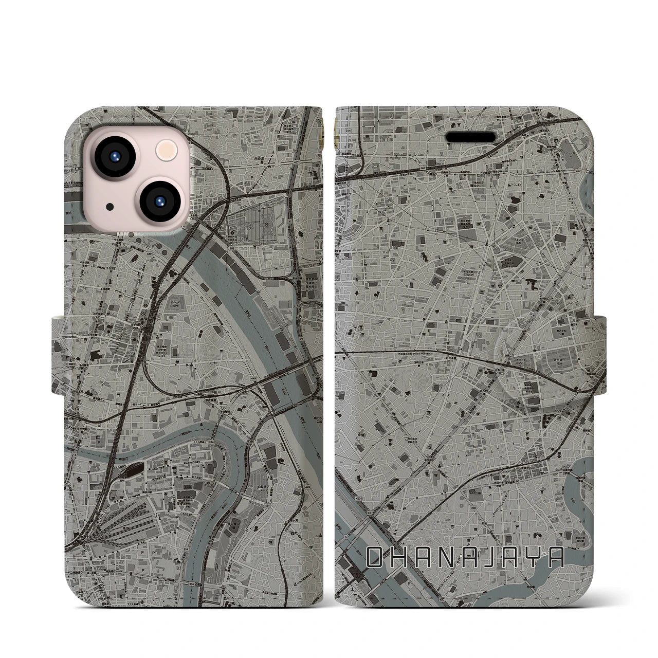 【お花茶屋(東京都)】地図柄iPhoneケース(手帳タイプ)