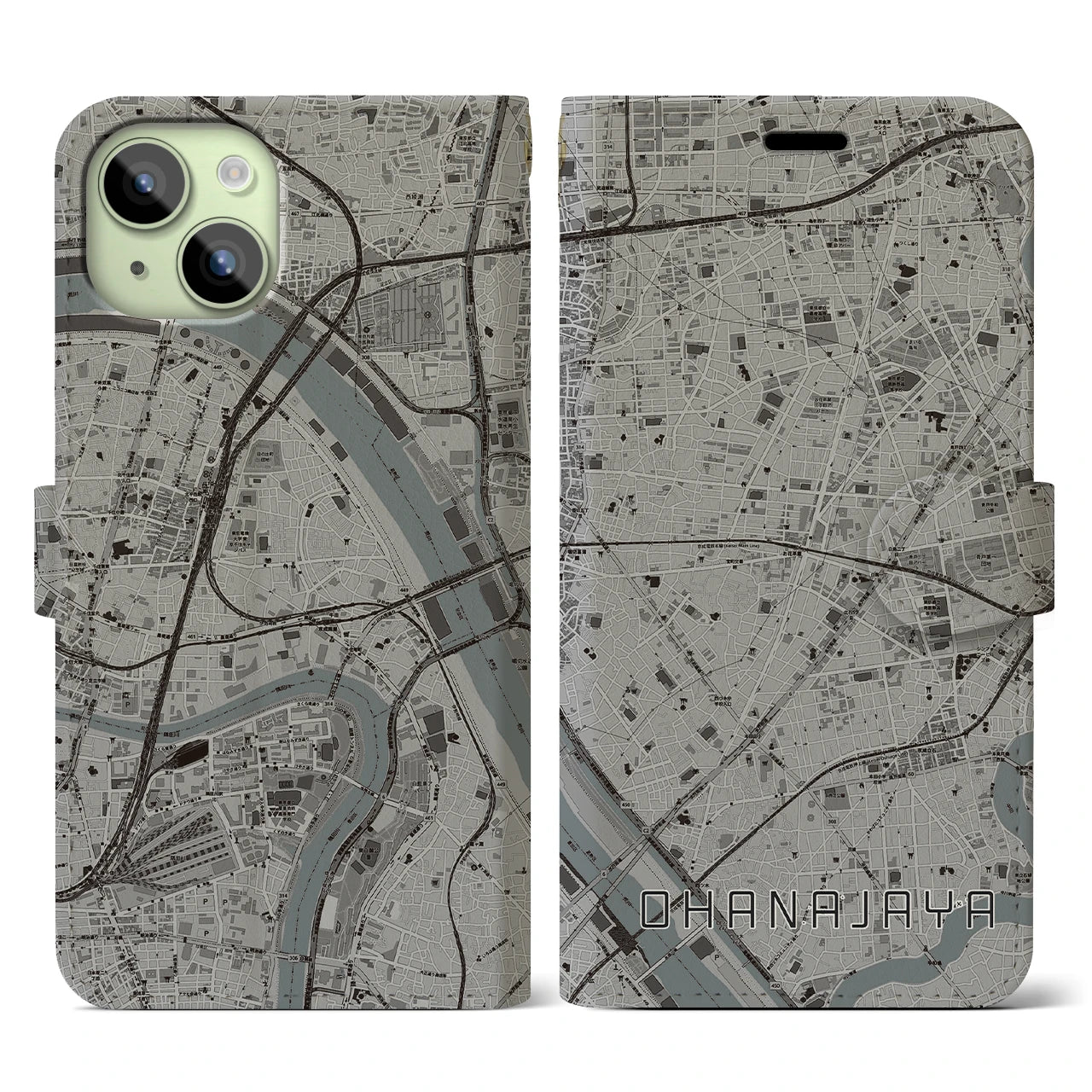 【お花茶屋(東京都)】地図柄iPhoneケース(手帳タイプ)