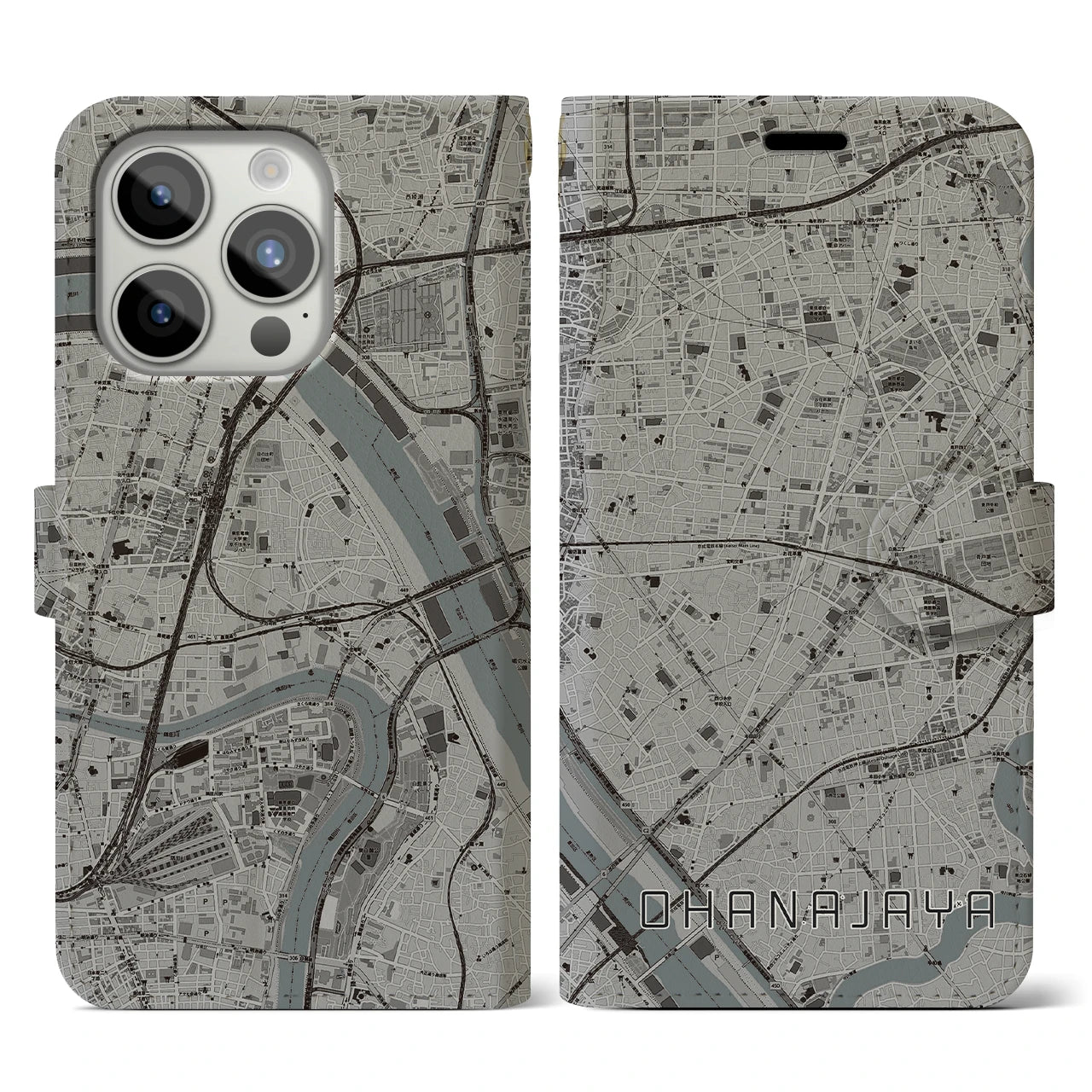 【お花茶屋(東京都)】地図柄iPhoneケース(手帳タイプ)