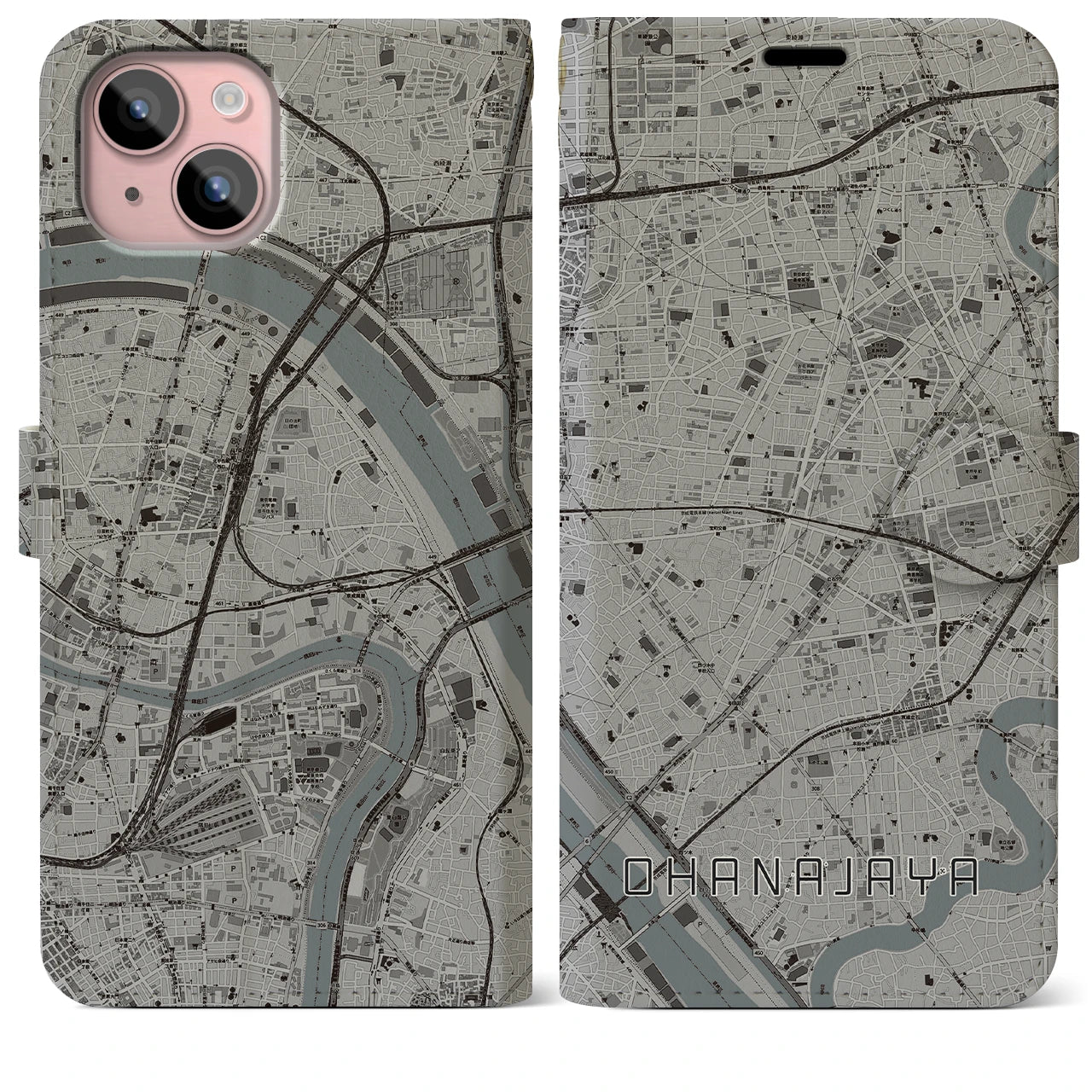 【お花茶屋(東京都)】地図柄iPhoneケース(手帳タイプ)