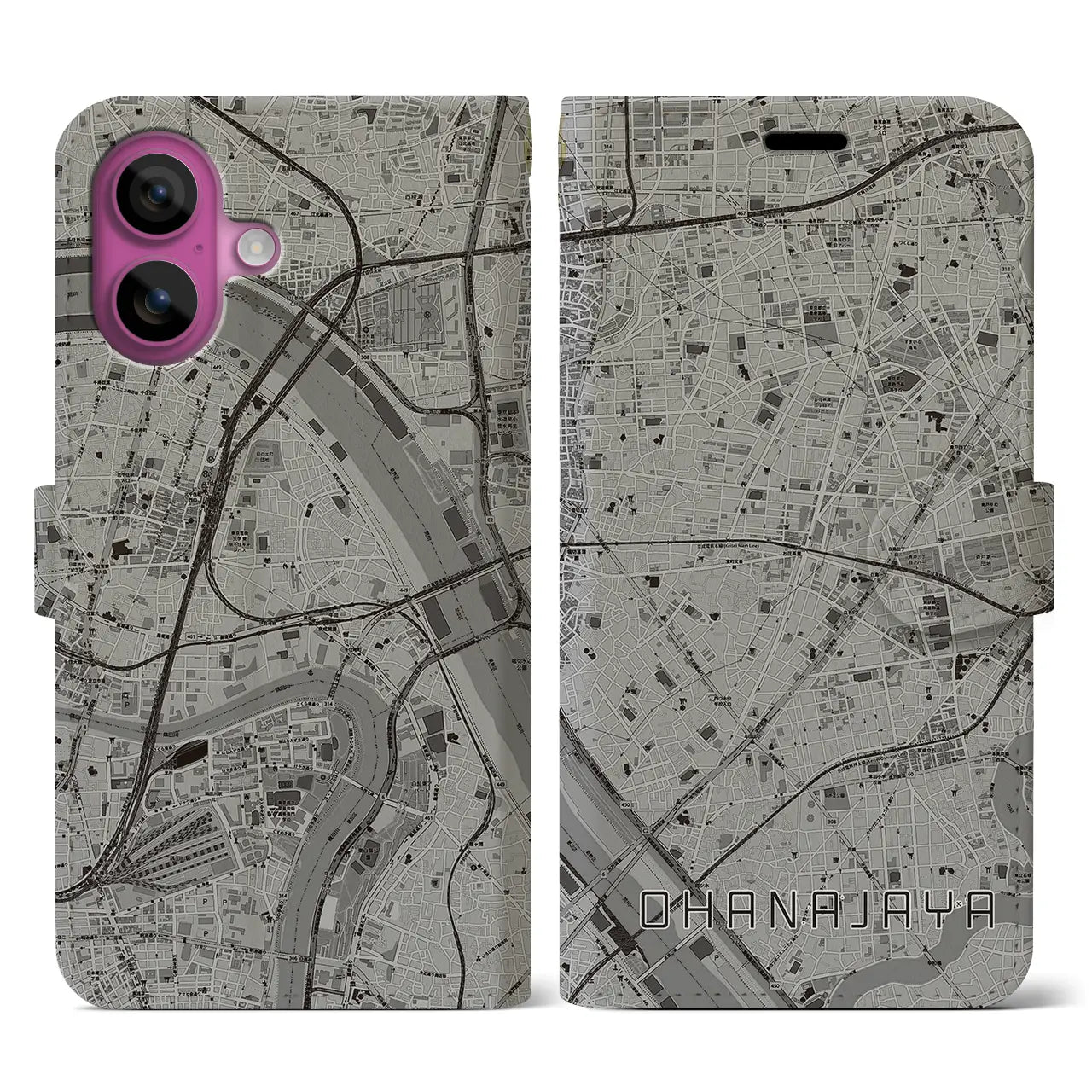 【お花茶屋(東京都)】地図柄iPhoneケース(手帳タイプ)