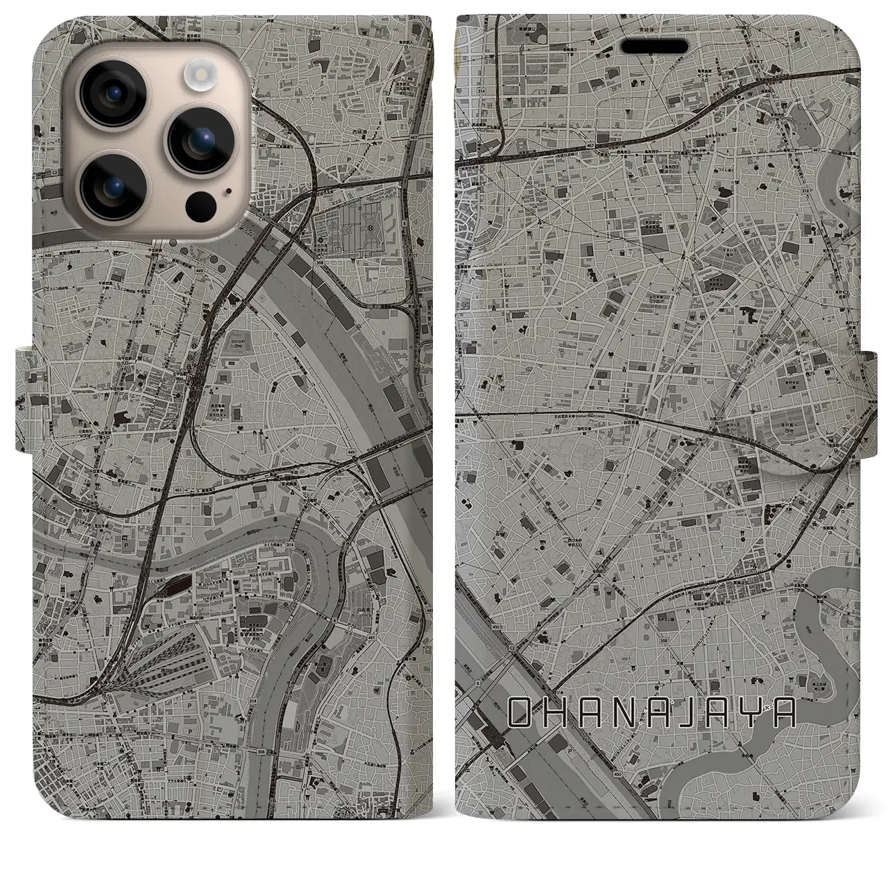 【お花茶屋(東京都)】地図柄iPhoneケース(手帳タイプ)