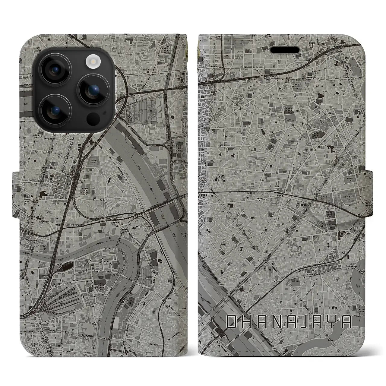 【お花茶屋(東京都)】地図柄iPhoneケース(手帳タイプ)