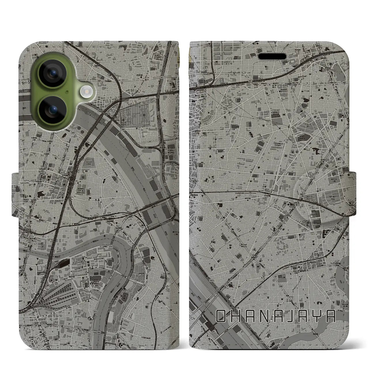 【お花茶屋(東京都)】地図柄iPhoneケース(手帳タイプ)