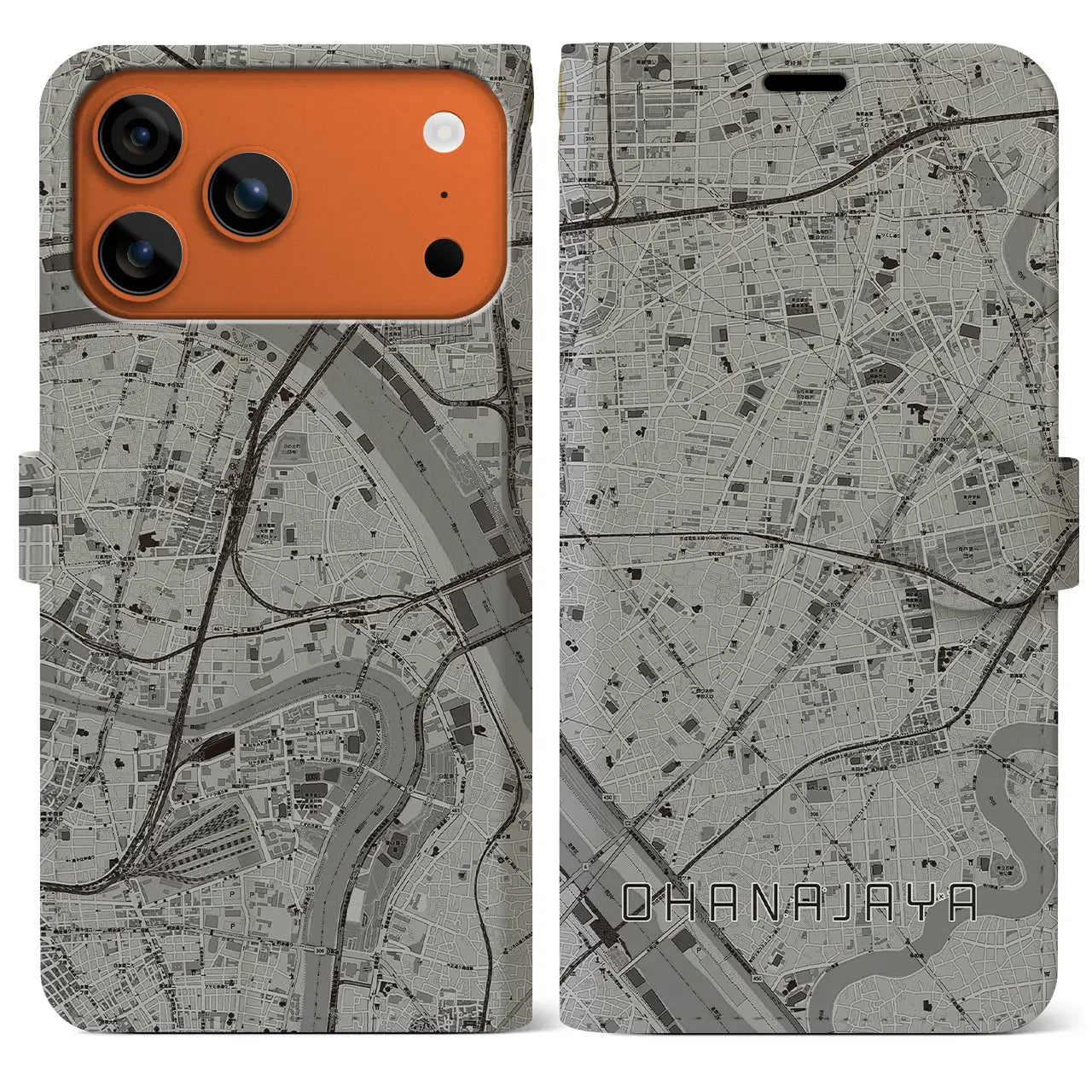 【お花茶屋(東京都)】地図柄iPhoneケース(手帳タイプ)