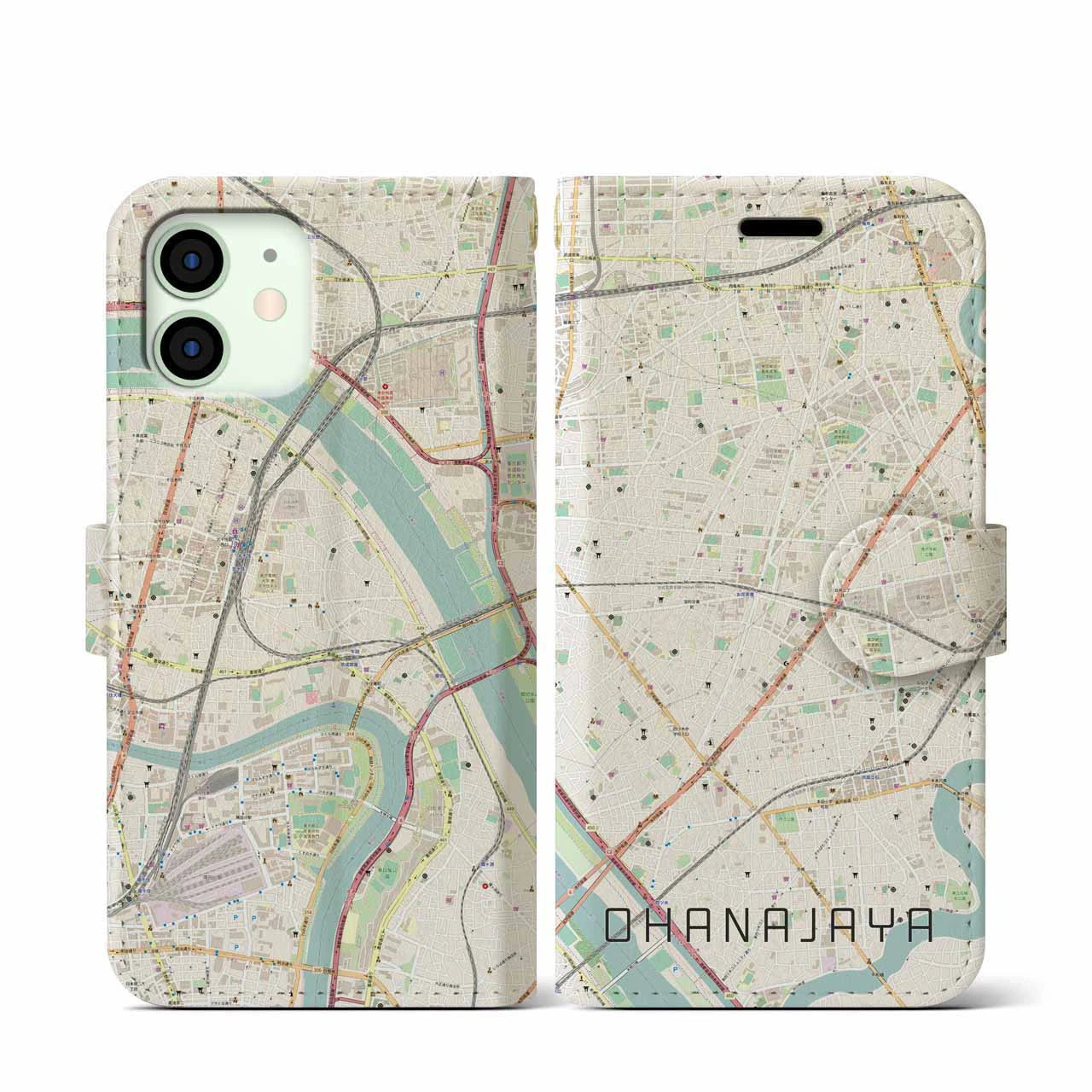 【お花茶屋(東京都)】地図柄iPhoneケース(手帳タイプ)