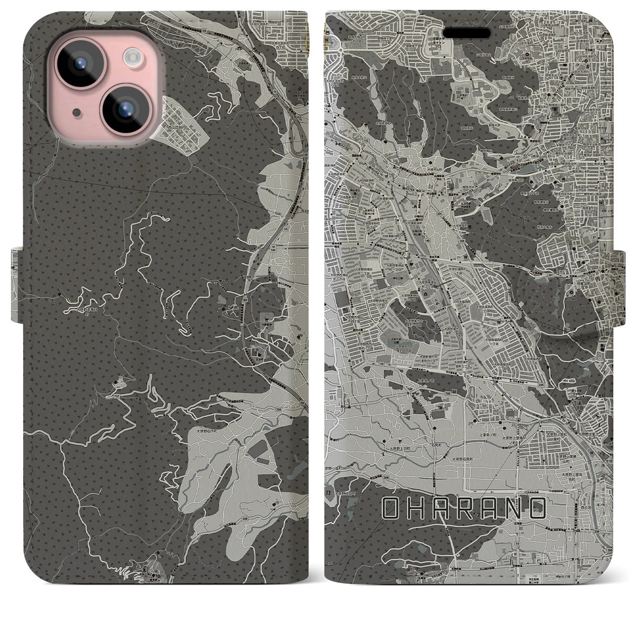 【大原野(京都府)】地図柄iPhoneケース(手帳タイプ)