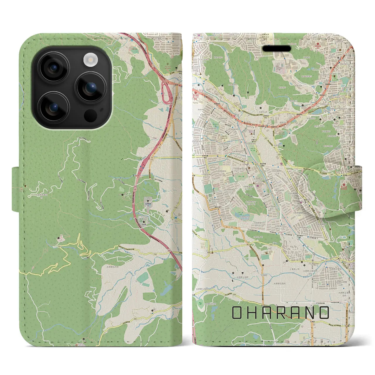 【大原野(京都府)】地図柄iPhoneケース(手帳タイプ)ナチュラル・iPhone 16 用