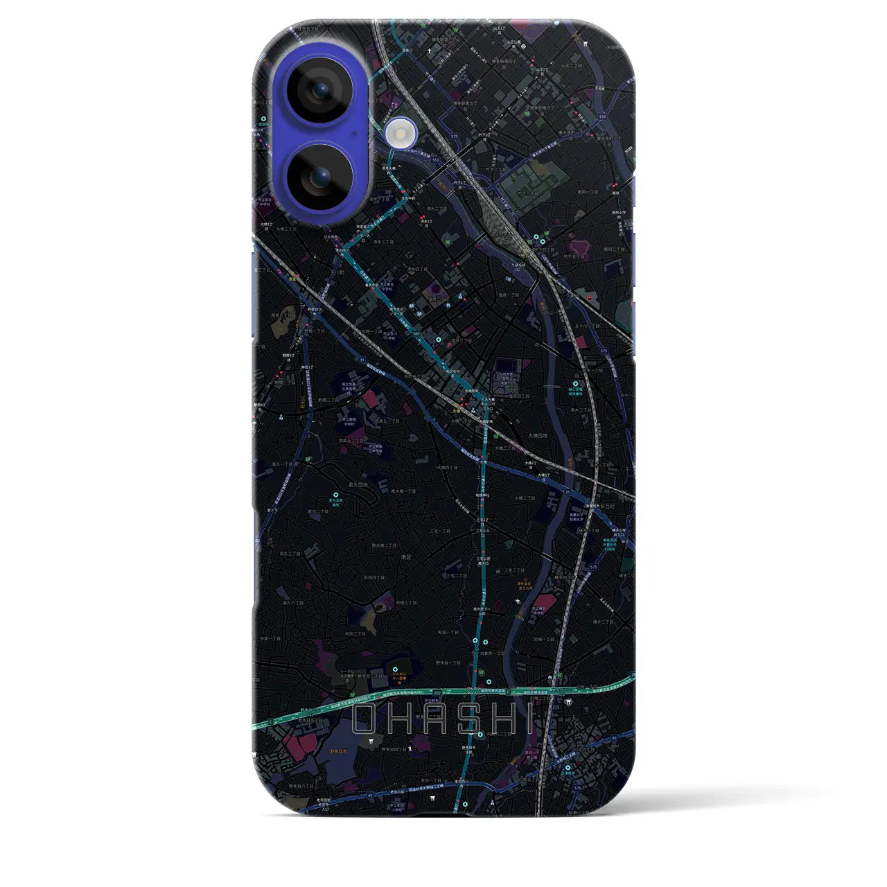 【大橋(福岡県)】地図柄iPhoneケース(バックカバータイプ)