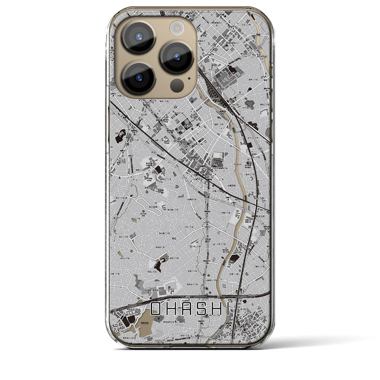 【大橋(福岡県)】地図柄iPhoneケース(クリアタイプ)