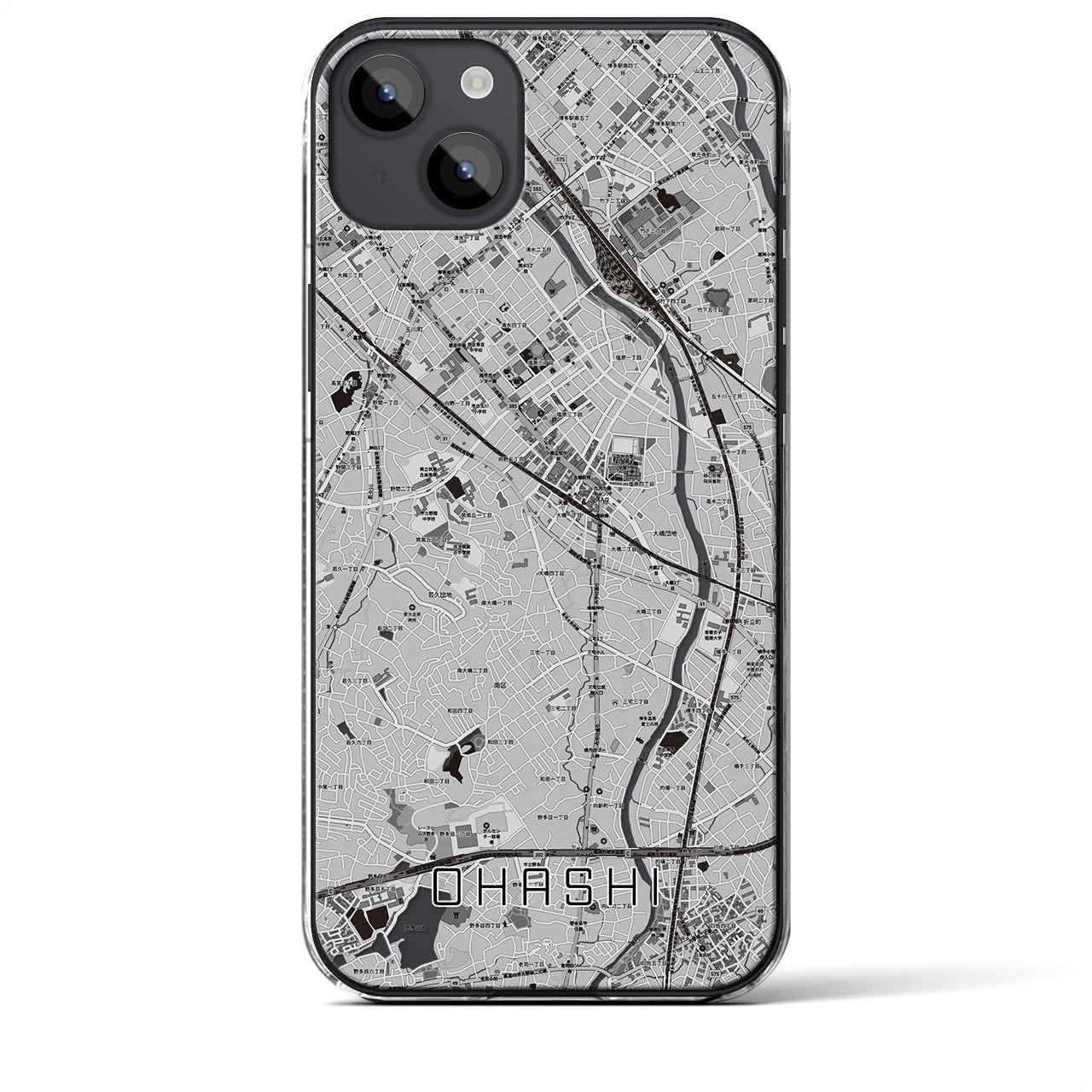 【大橋(福岡県)】地図柄iPhoneケース(クリアタイプ)