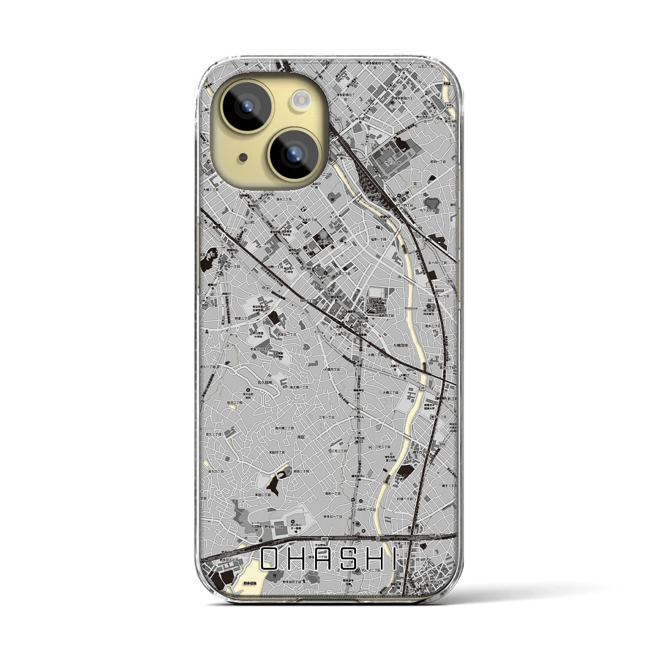 【大橋(福岡県)】地図柄iPhoneケース(クリアタイプ)