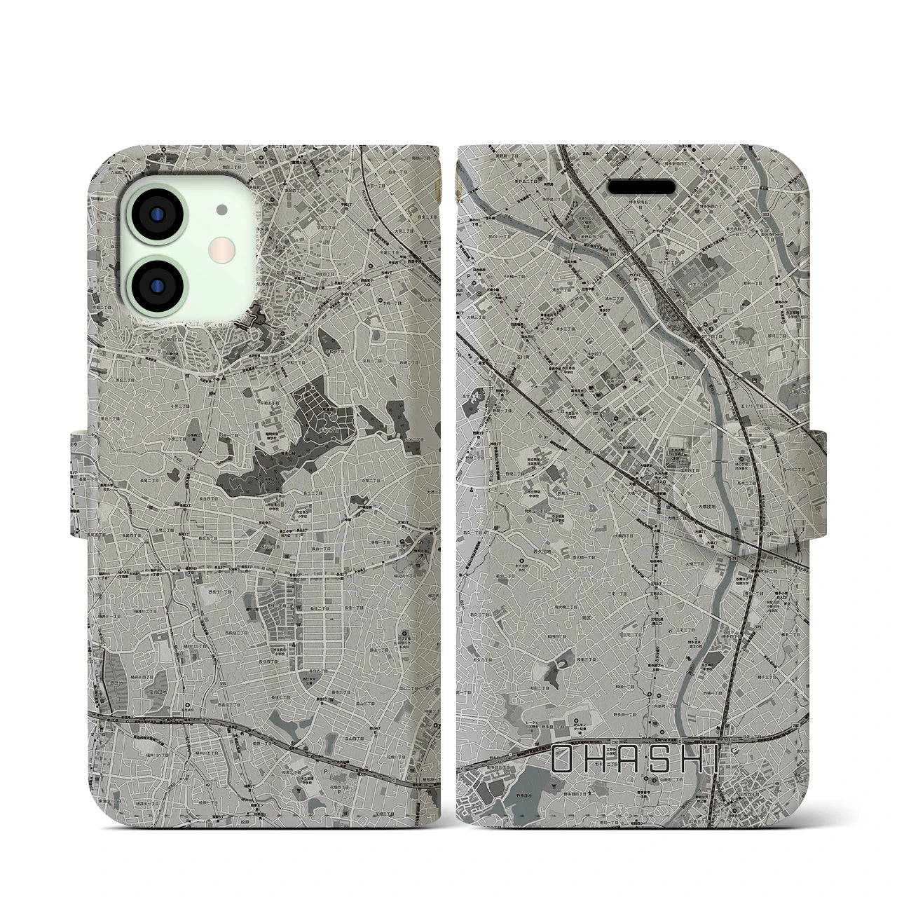 【大橋(福岡県)】地図柄iPhoneケース(手帳タイプ)