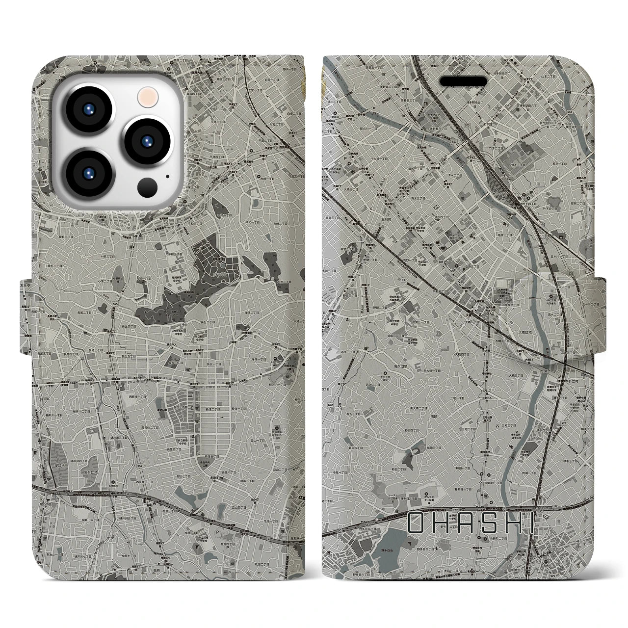 【大橋(福岡県)】地図柄iPhoneケース(手帳タイプ)