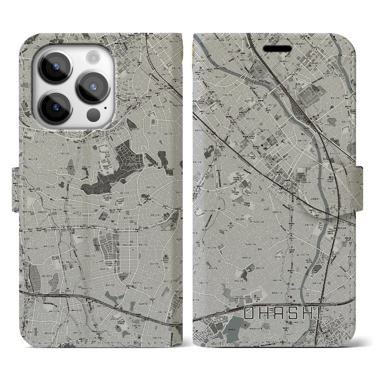 【大橋(福岡県)】地図柄iPhoneケース(手帳タイプ)