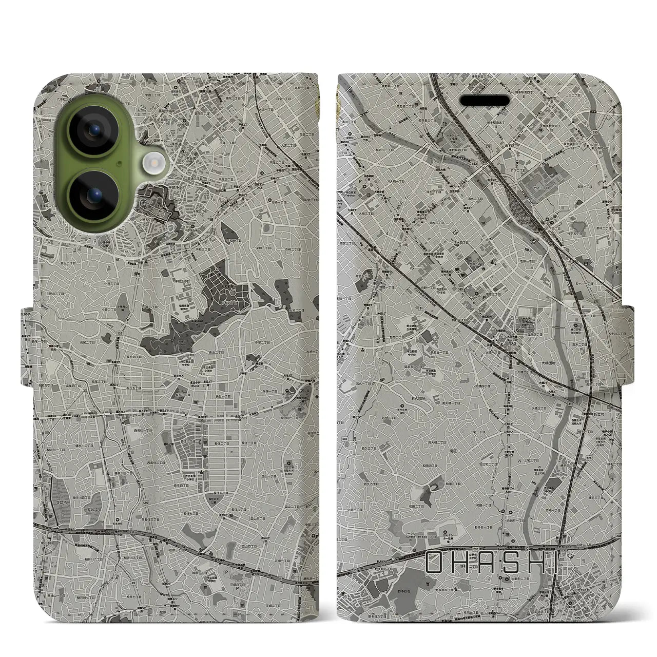 【大橋(福岡県)】地図柄iPhoneケース(手帳タイプ)