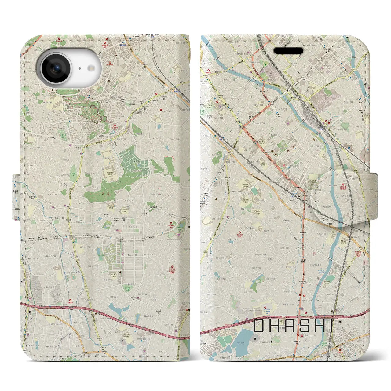 【大橋(福岡県)】地図柄iPhoneケース(手帳タイプ)
