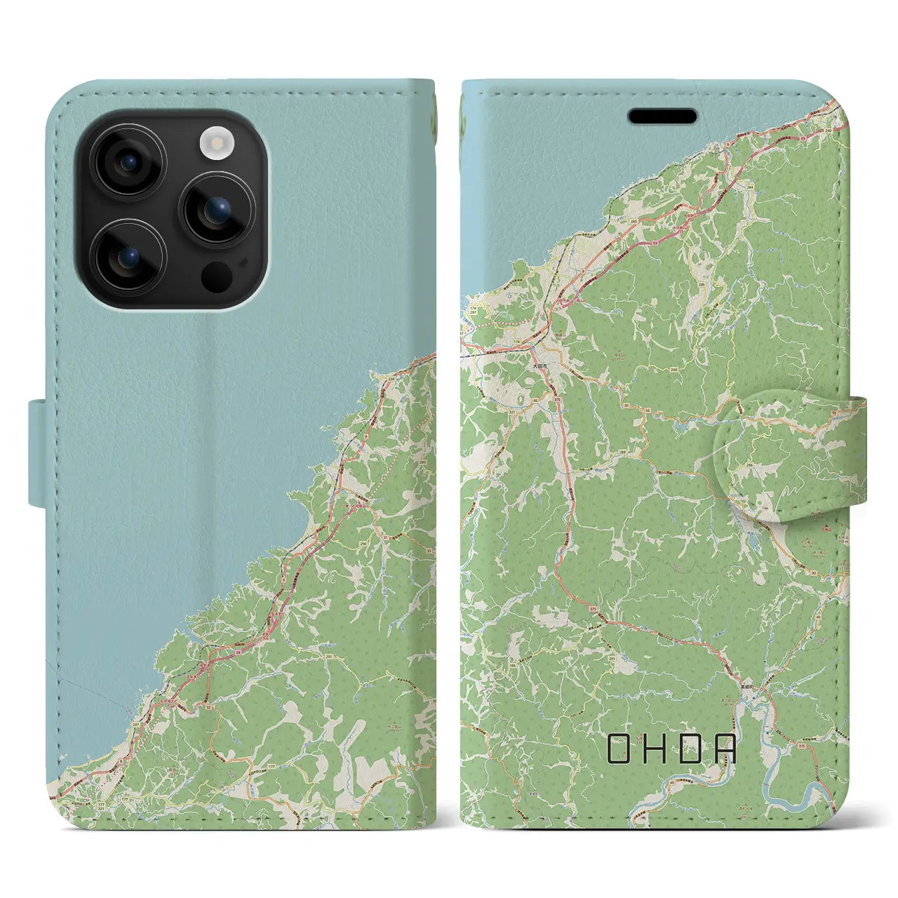 【大田(島根県)】地図柄iPhoneケース(手帳タイプ)ナチュラル・iPhone 16 用