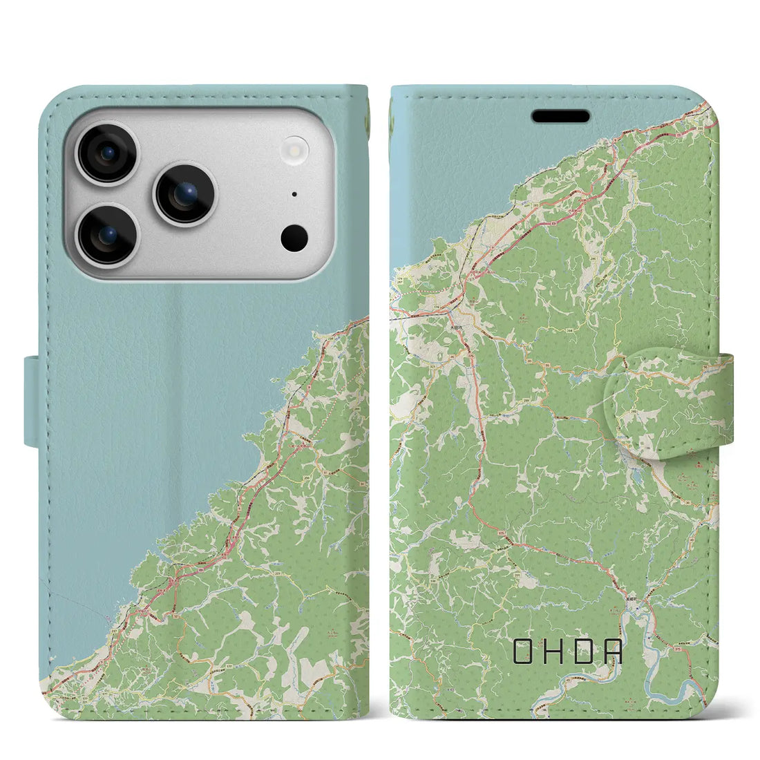 【大田(島根県)】地図柄iPhoneケース(手帳タイプ)モノトーン・iPhone 17 Pro Max 用