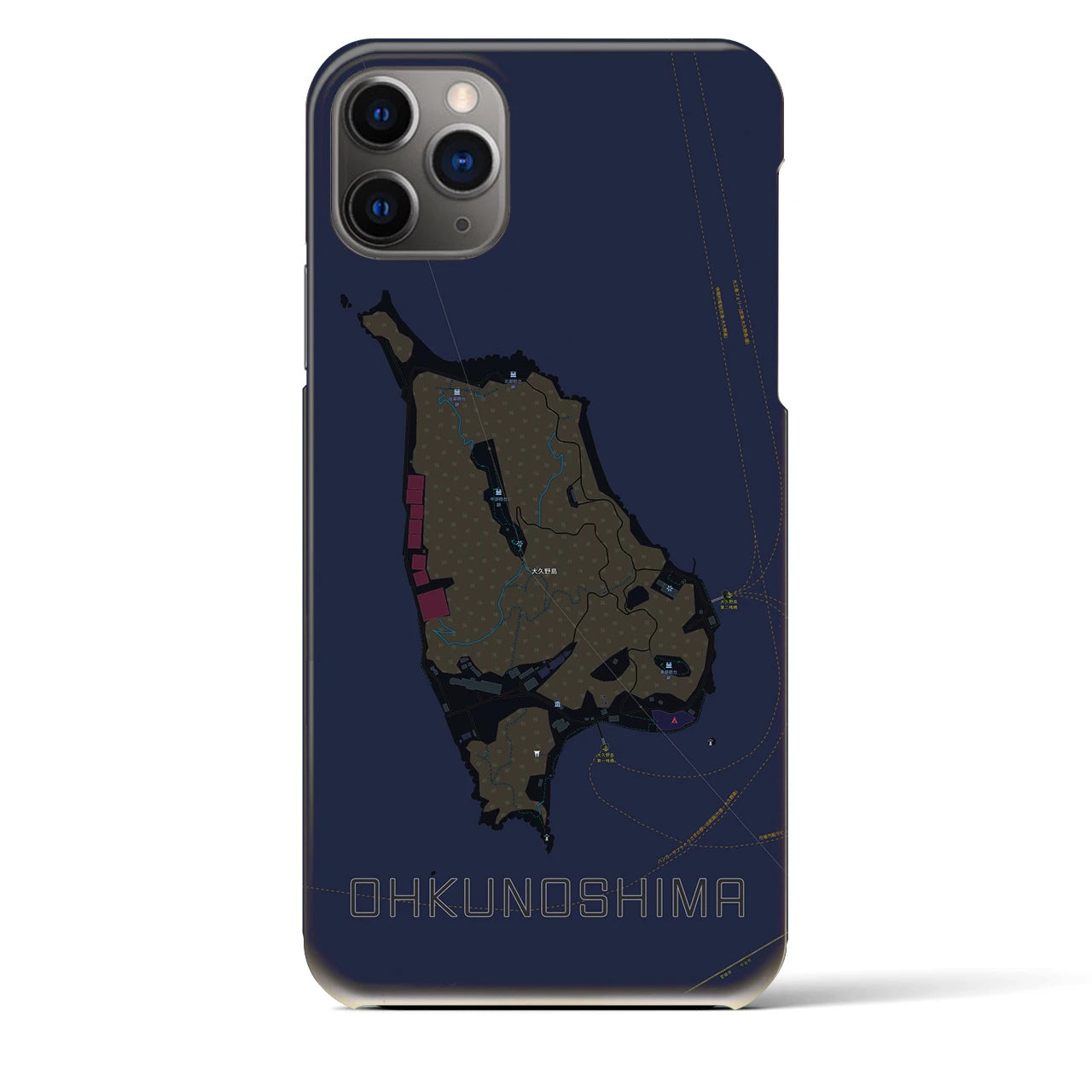 【大久野島(広島県)】地図柄iPhoneケース(バックカバータイプ)