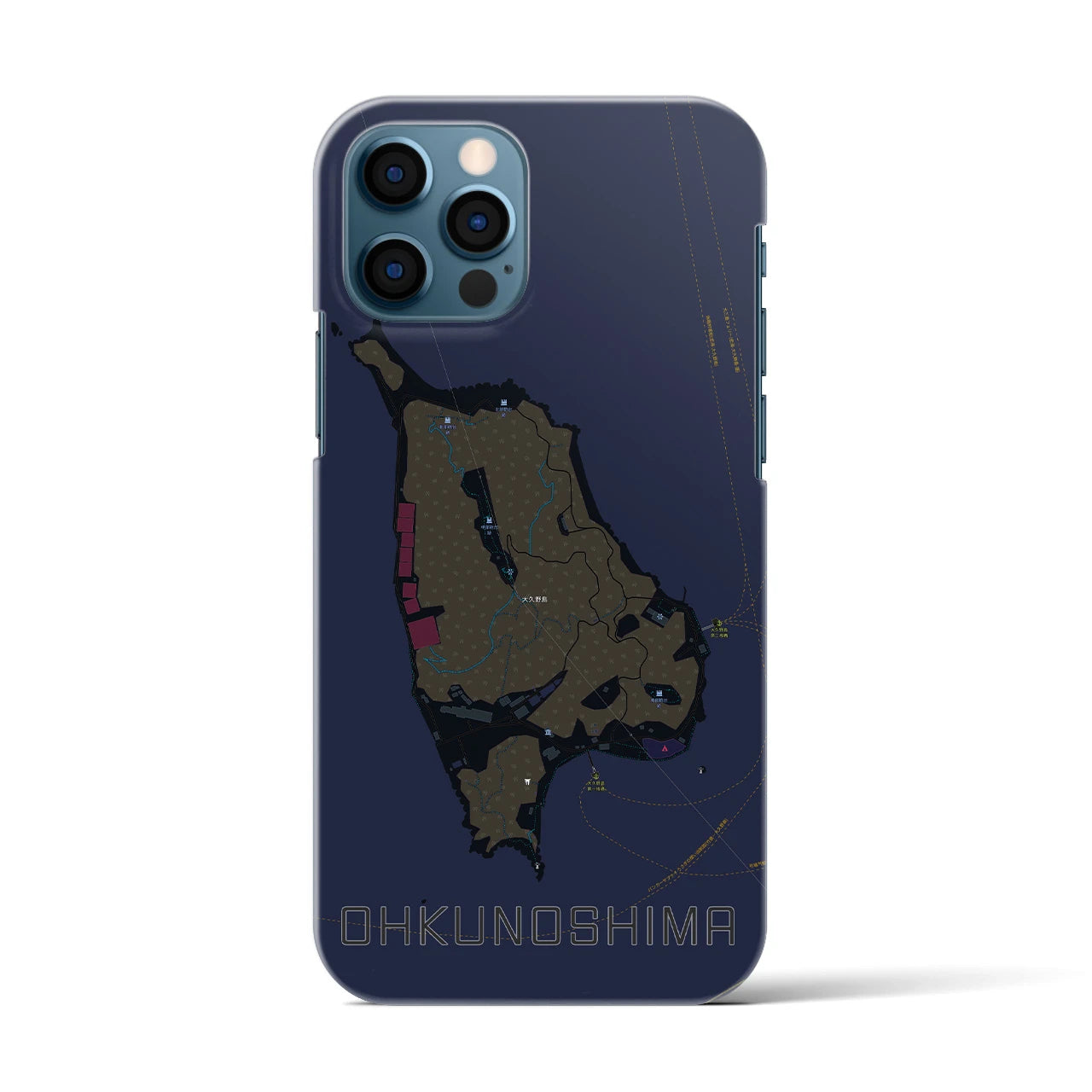 【大久野島(広島県)】地図柄iPhoneケース(バックカバータイプ)