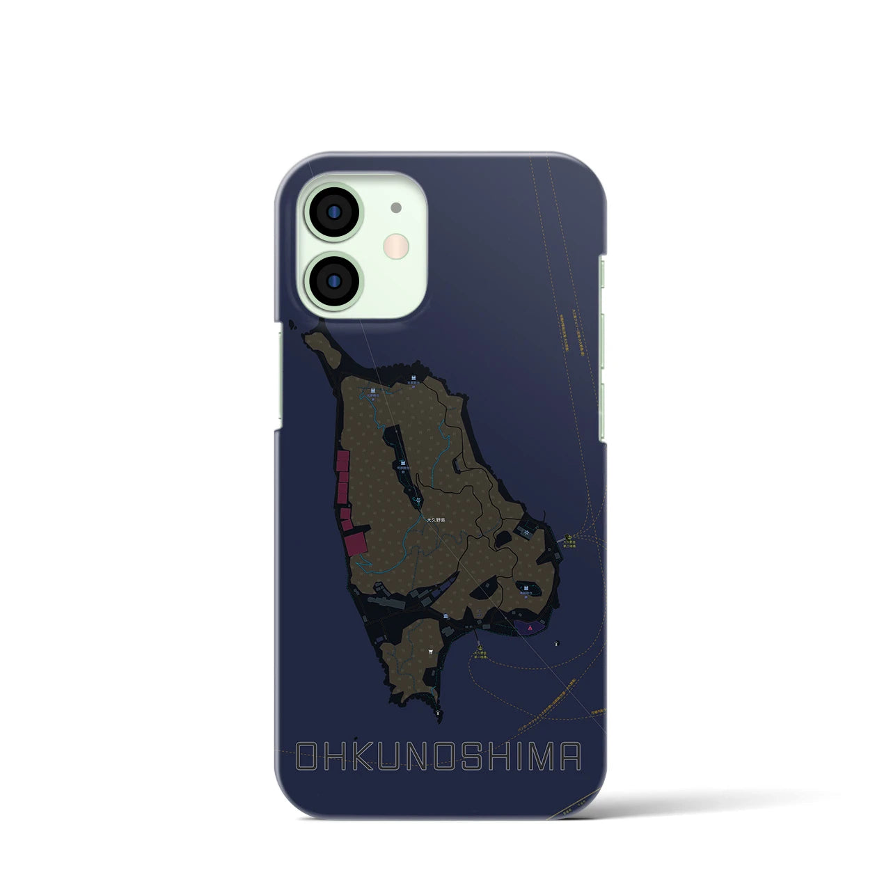 【大久野島(広島県)】地図柄iPhoneケース(バックカバータイプ)