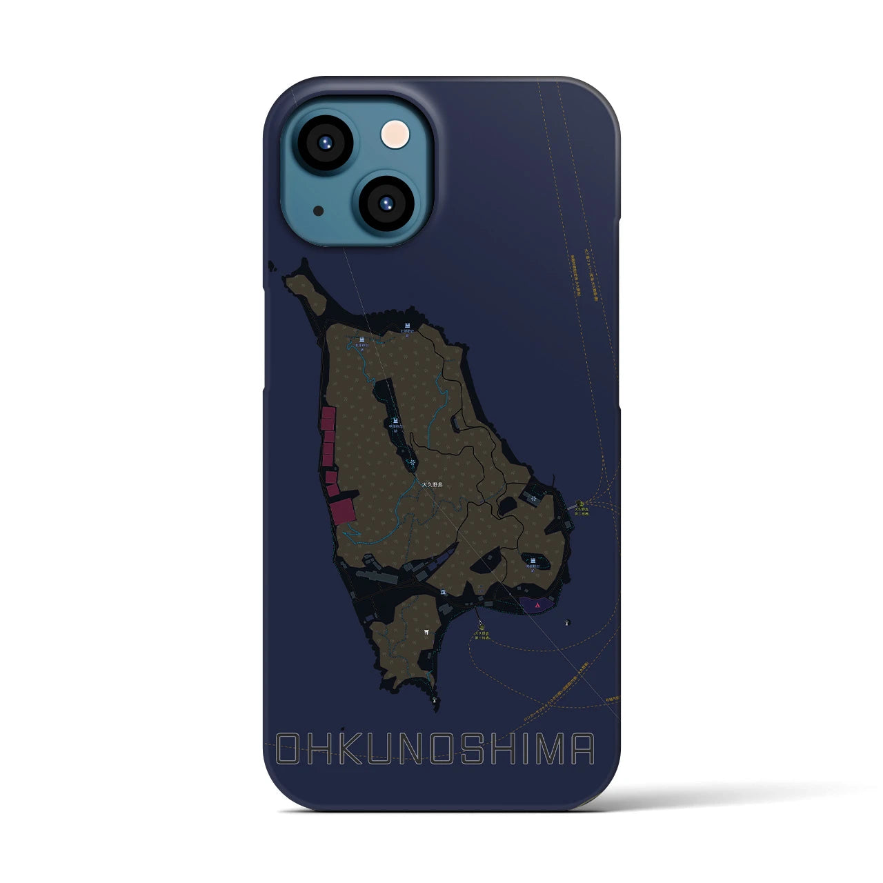 【大久野島(広島県)】地図柄iPhoneケース(バックカバータイプ)