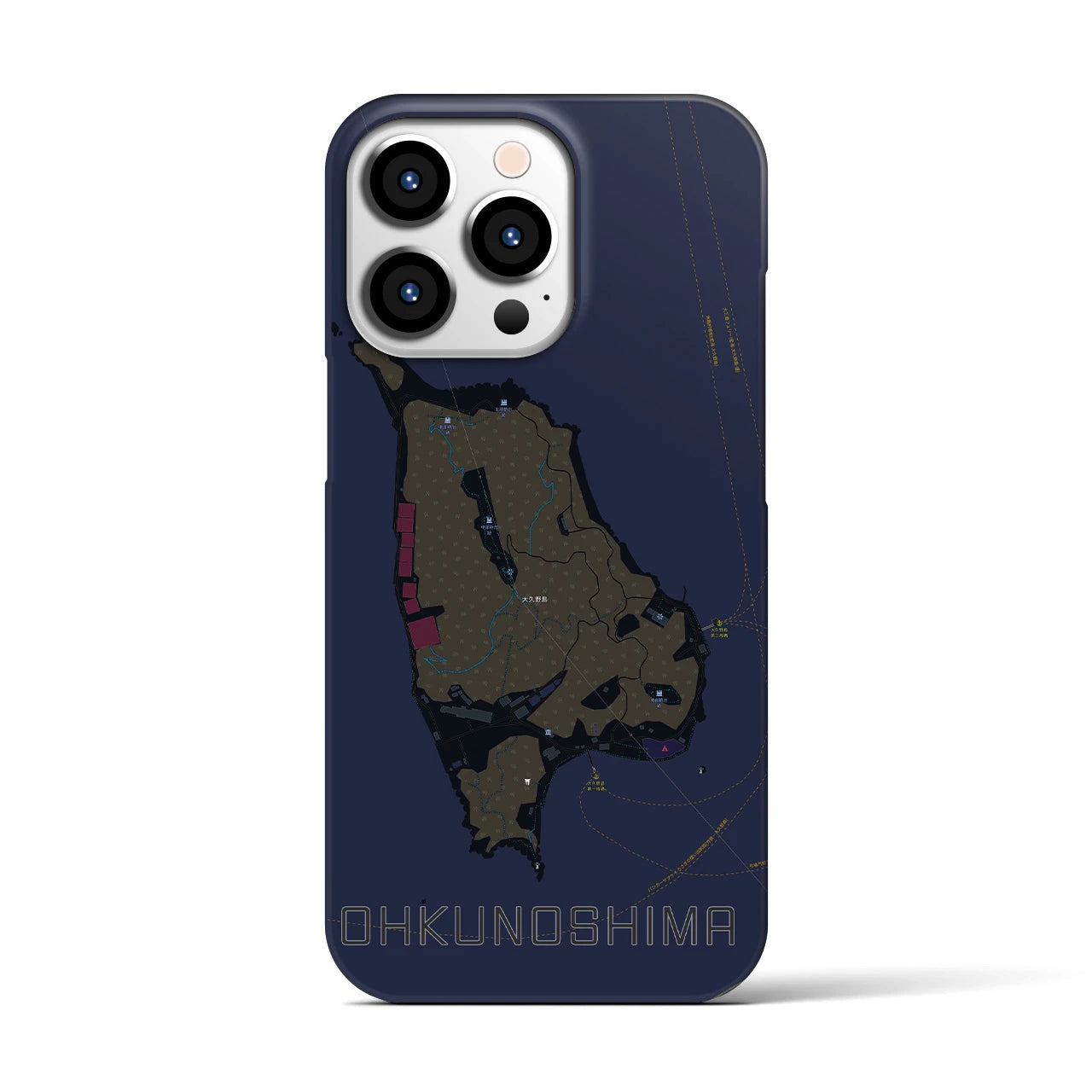 【大久野島(広島県)】地図柄iPhoneケース(バックカバータイプ)