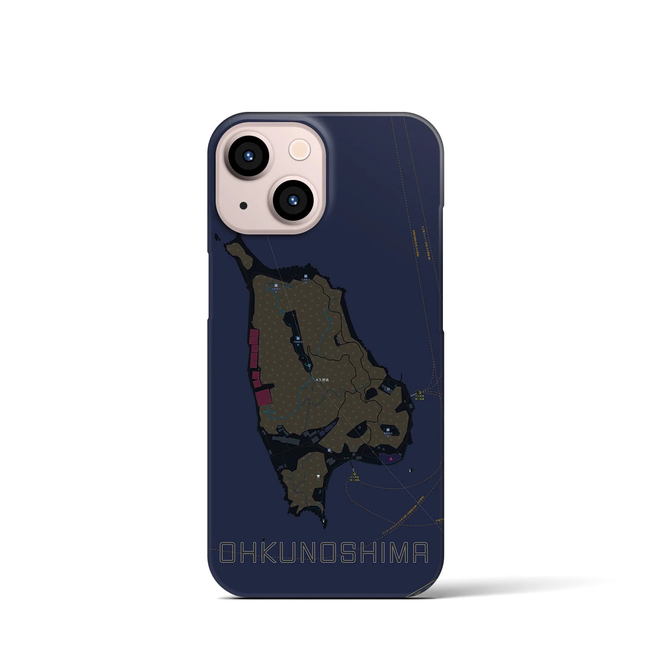 【大久野島(広島県)】地図柄iPhoneケース(バックカバータイプ)