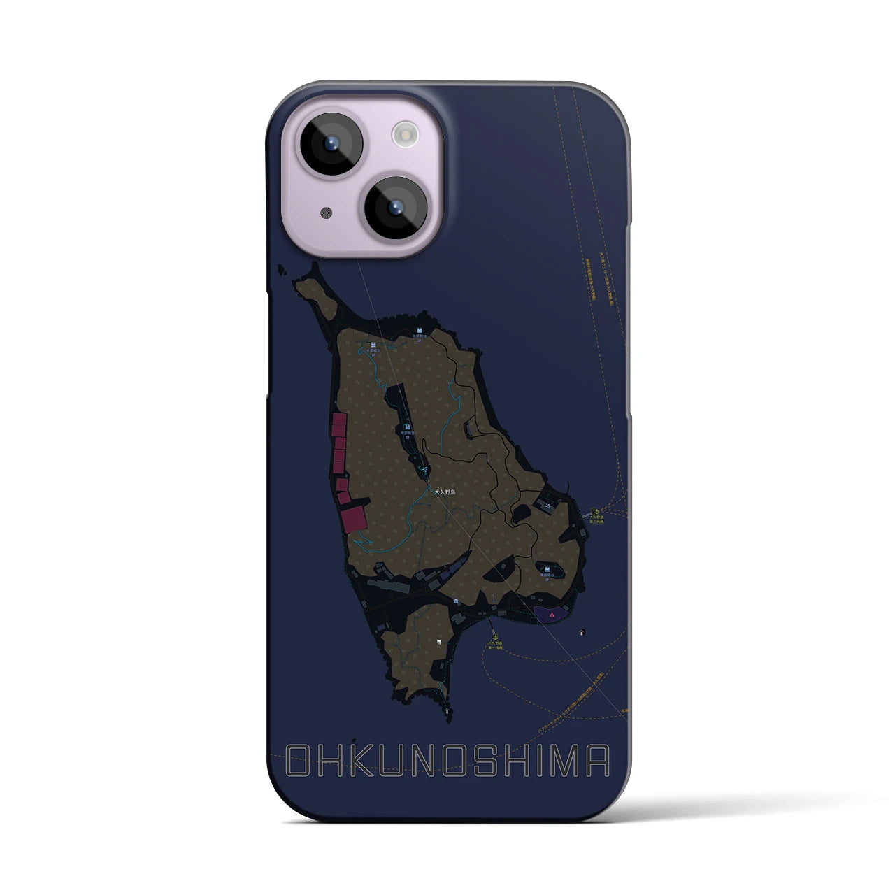 【大久野島(広島県)】地図柄iPhoneケース(バックカバータイプ)