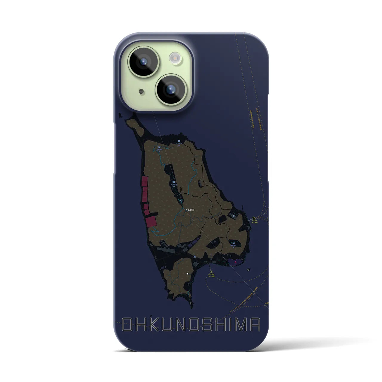 【大久野島(広島県)】地図柄iPhoneケース(バックカバータイプ)