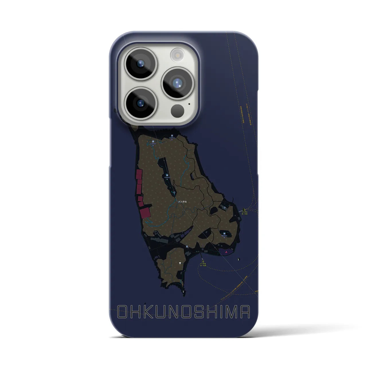 【大久野島(広島県)】地図柄iPhoneケース(バックカバータイプ)