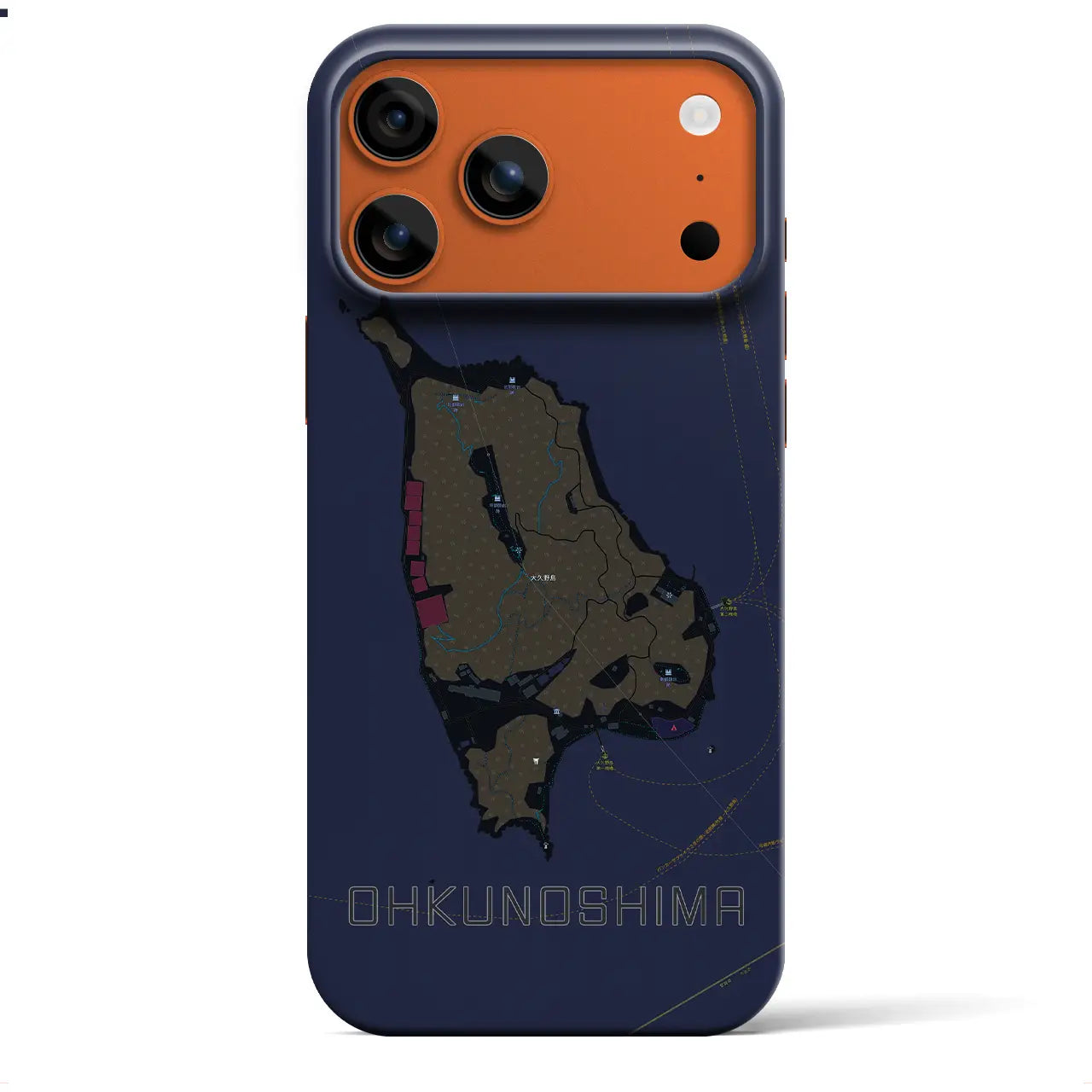 【大久野島(広島県)】地図柄iPhoneケース(バックカバータイプ)