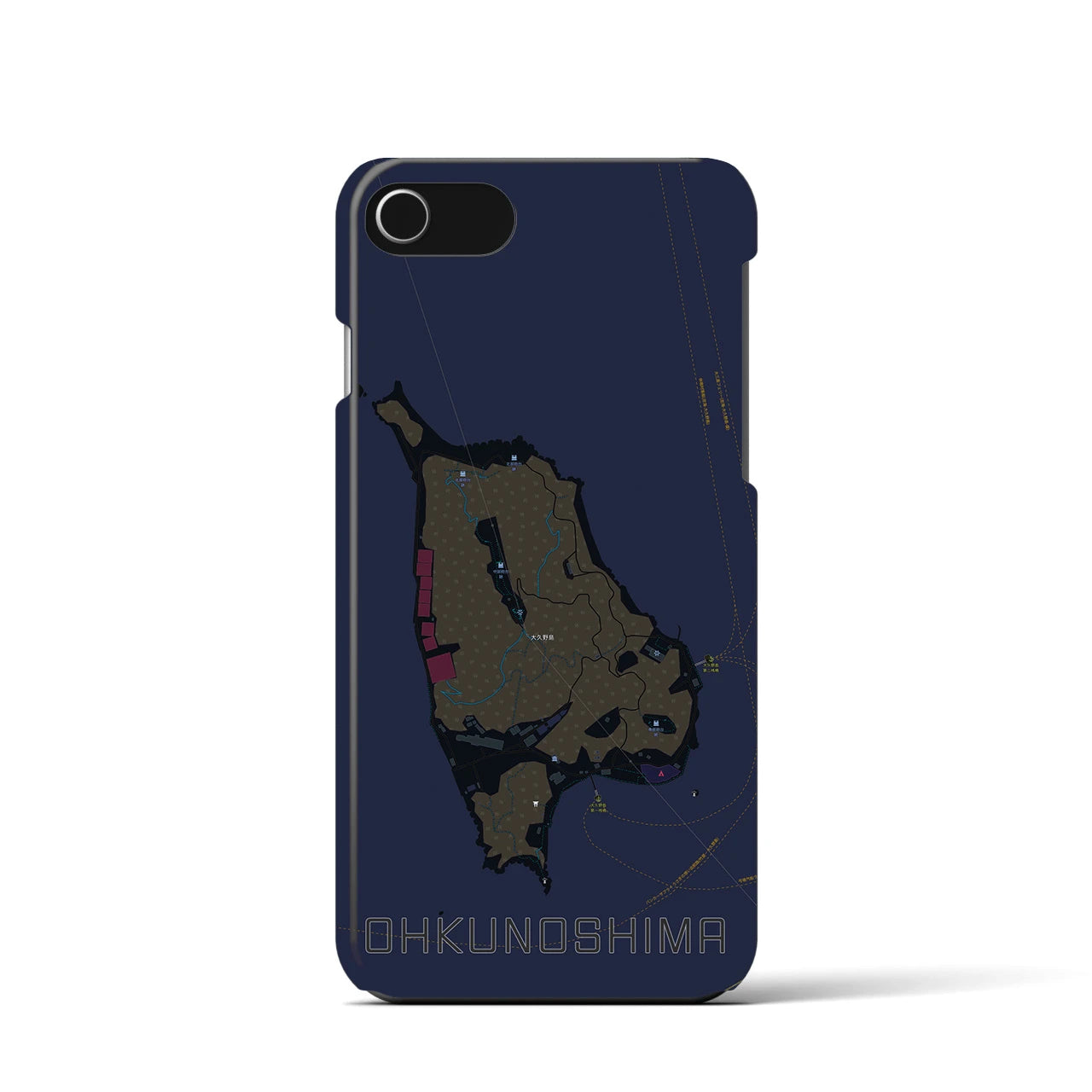 【大久野島(広島県)】地図柄iPhoneケース(バックカバータイプ)