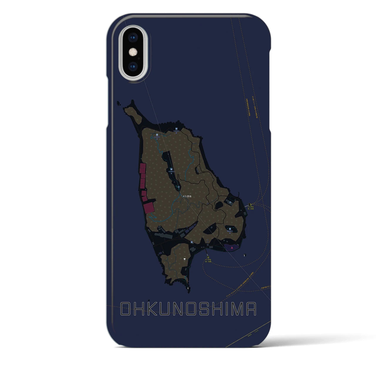 【大久野島(広島県)】地図柄iPhoneケース(バックカバータイプ)