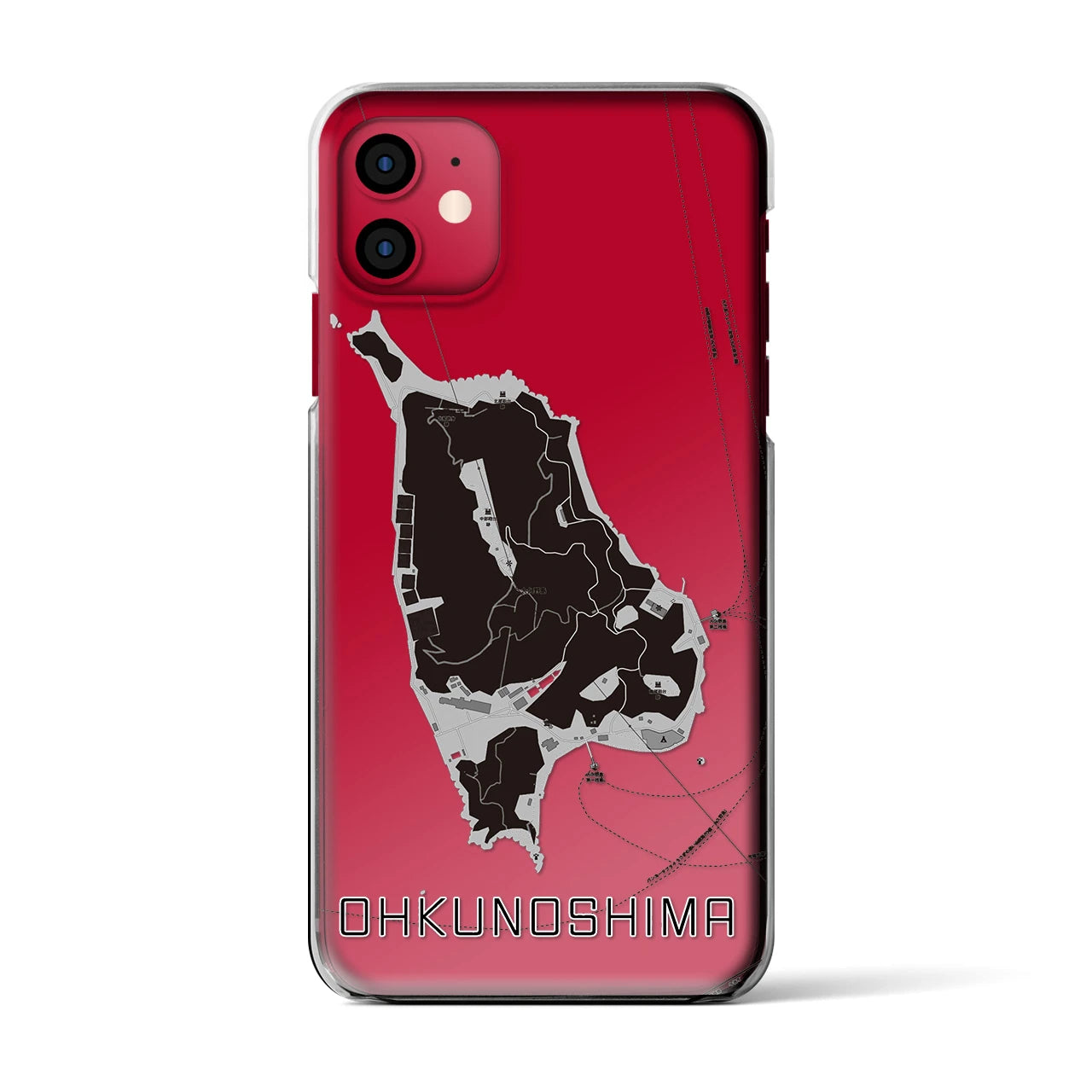 【大久野島(広島県)】地図柄iPhoneケース(クリアタイプ)