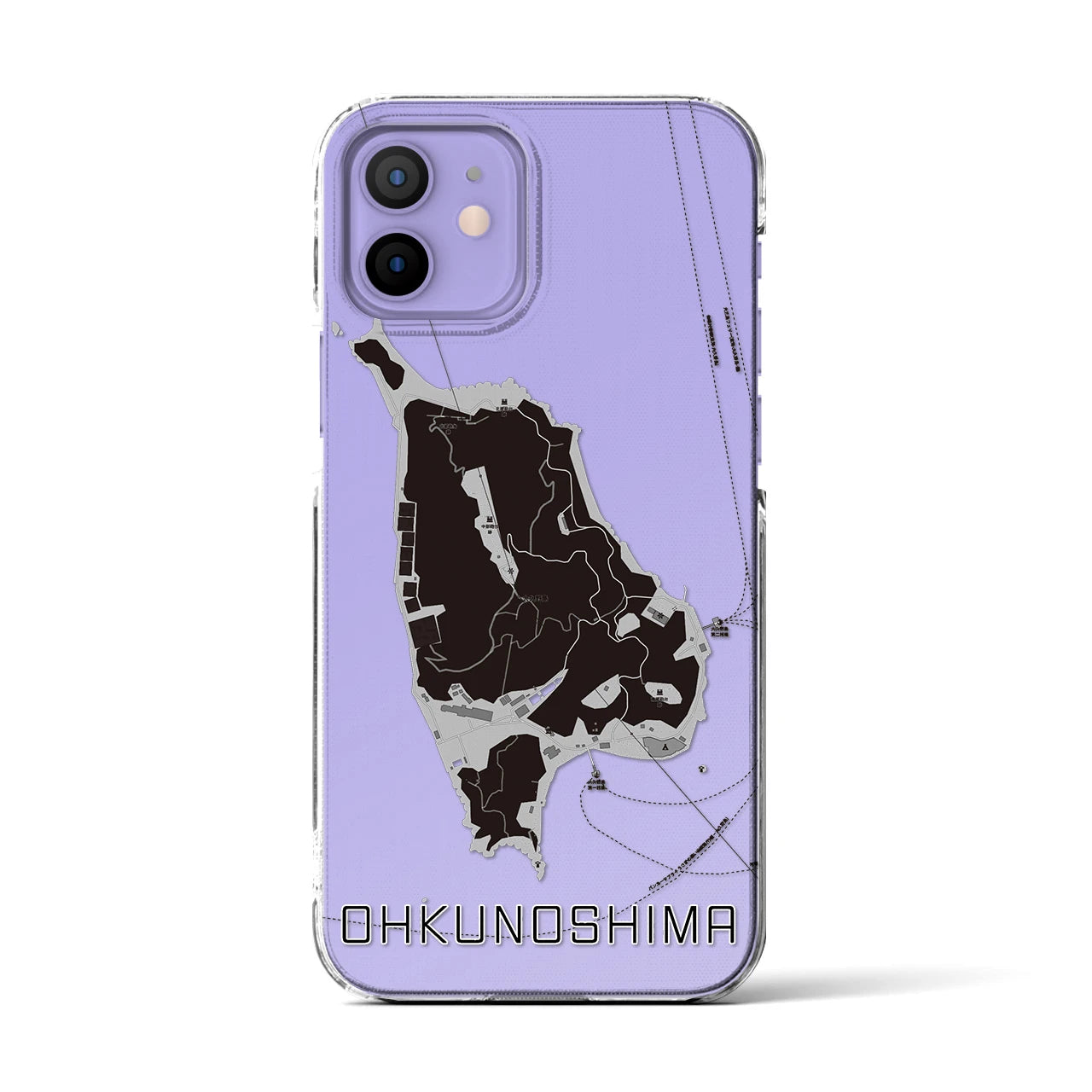 【大久野島(広島県)】地図柄iPhoneケース(クリアタイプ)