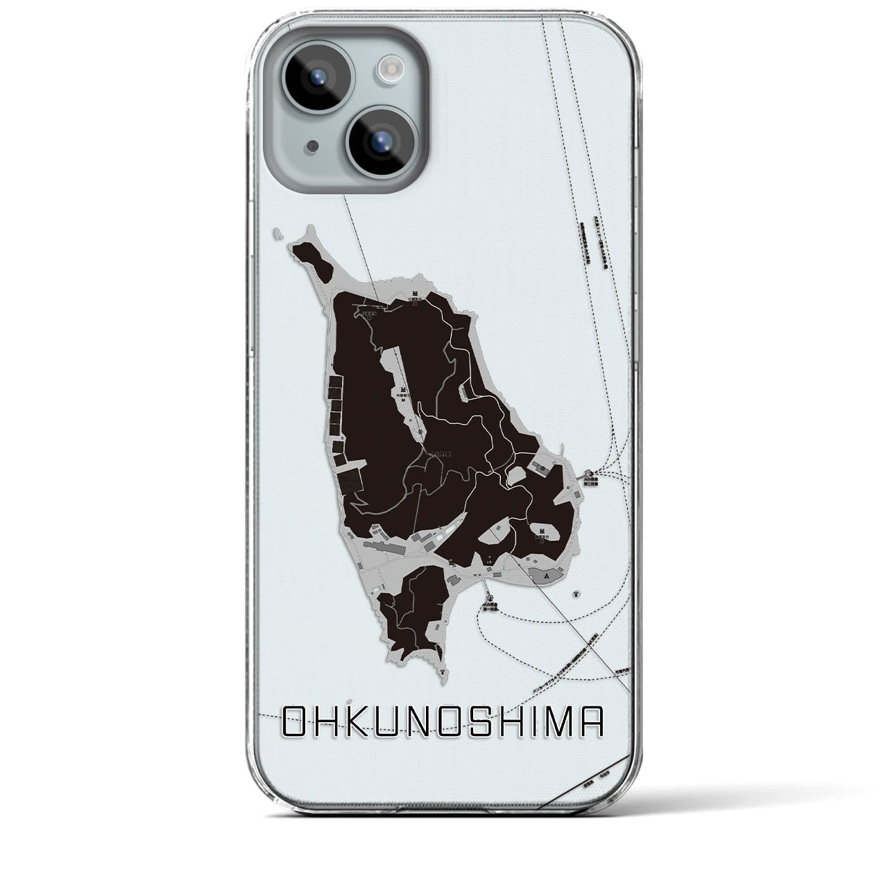 【大久野島(広島県)】地図柄iPhoneケース(クリアタイプ)