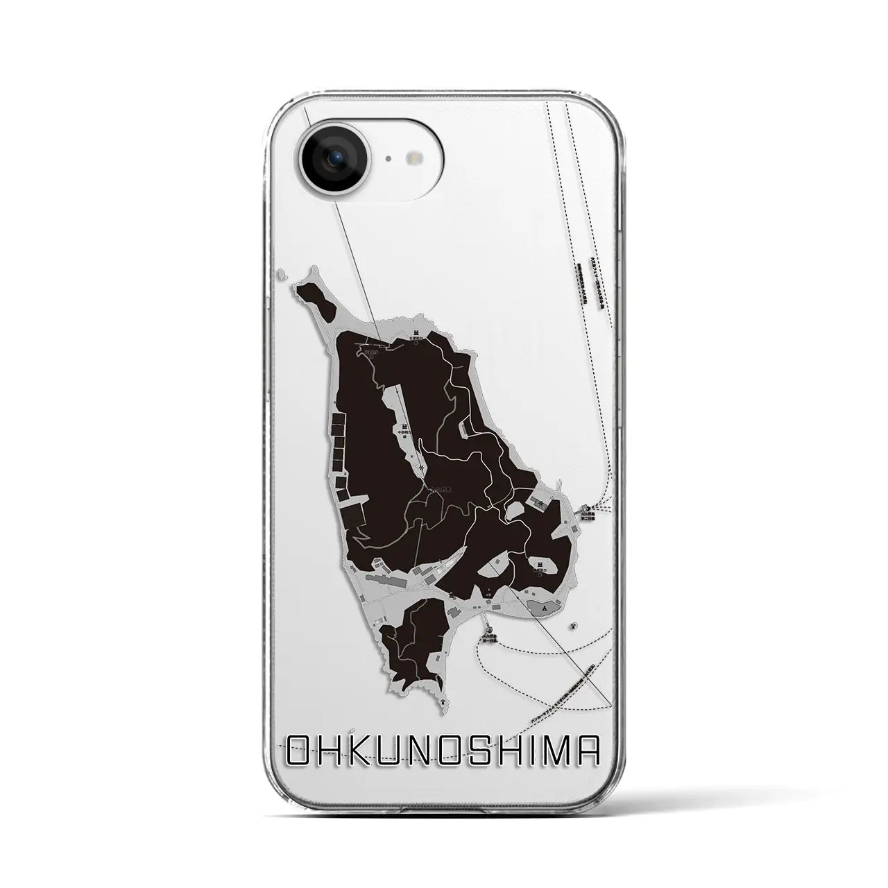 【大久野島(広島県)】地図柄iPhoneケース(クリアタイプ)