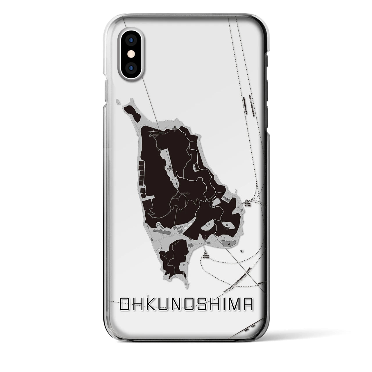 【大久野島(広島県)】地図柄iPhoneケース(クリアタイプ)