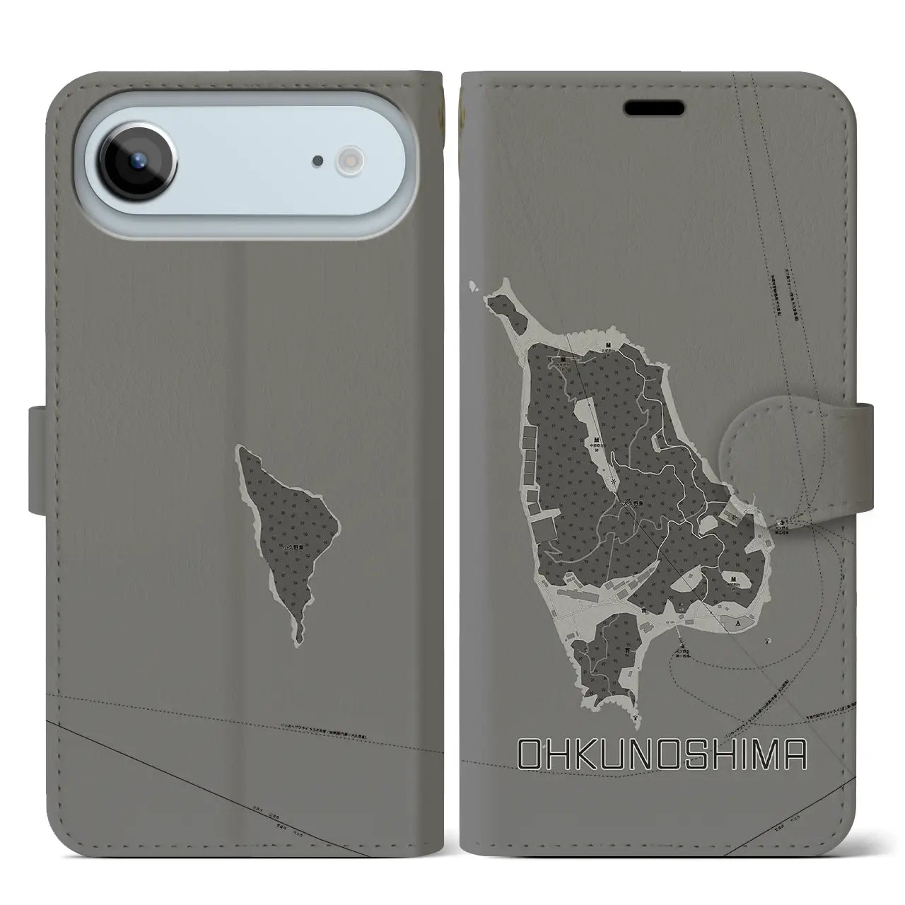 【大久野島(広島県)】地図柄iPhoneケース(手帳タイプ)