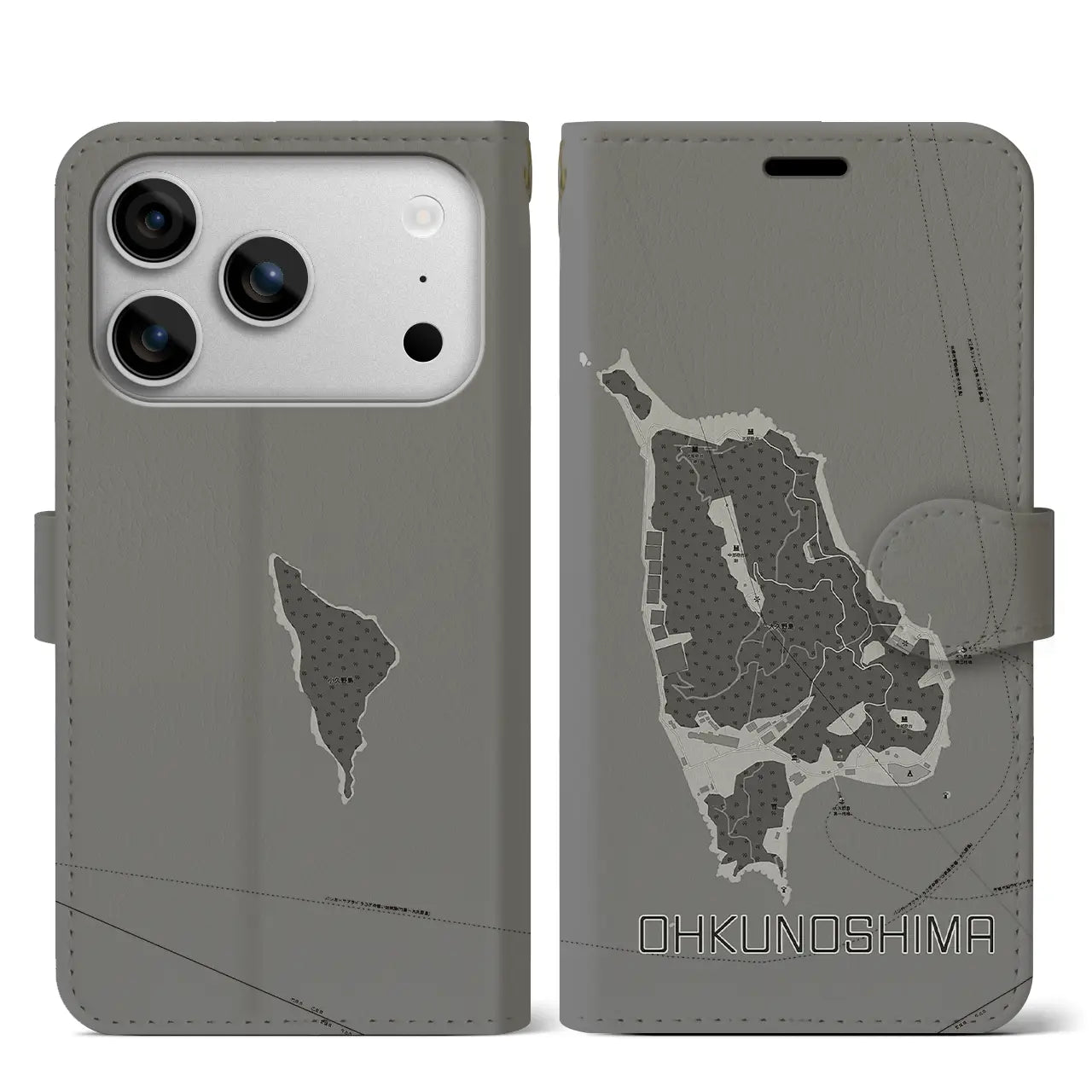 【大久野島(広島県)】地図柄iPhoneケース(手帳タイプ)