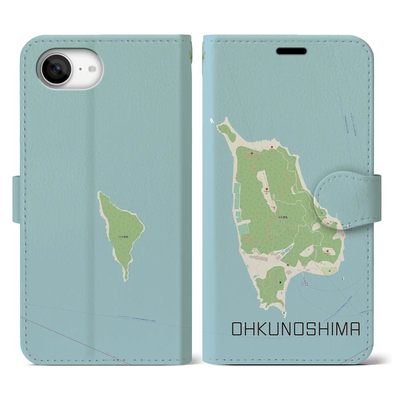 【大久野島(広島県)】地図柄iPhoneケース(手帳タイプ)