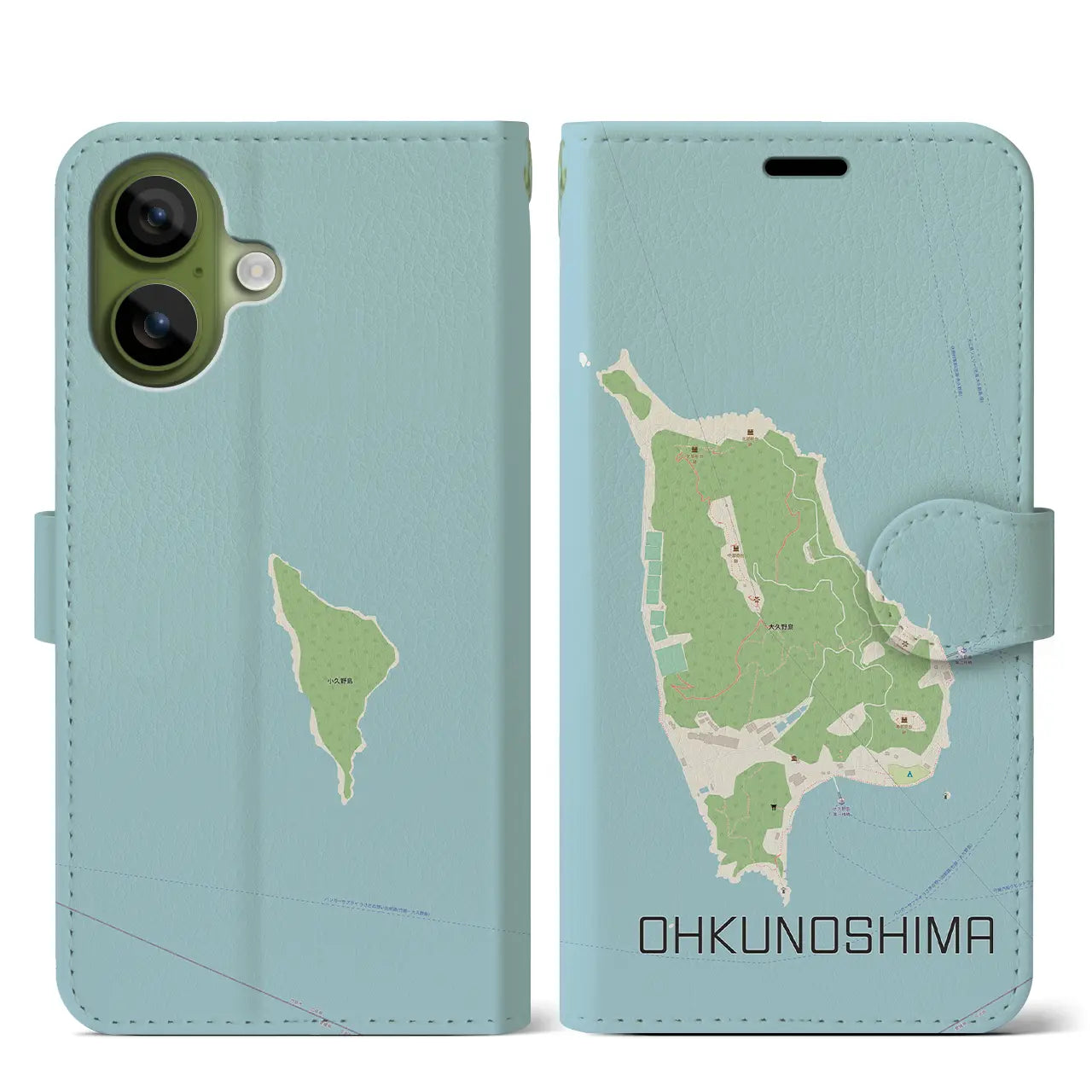 【大久野島(広島県)】地図柄iPhoneケース(手帳タイプ)