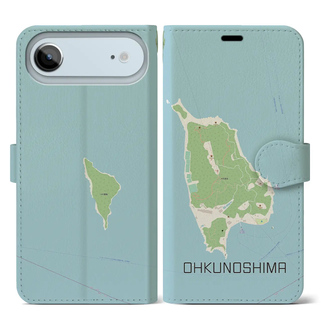 【大久野島(広島県)】地図柄iPhoneケース(手帳タイプ)ナチュラル・iPhone 17 Pro Max 用
