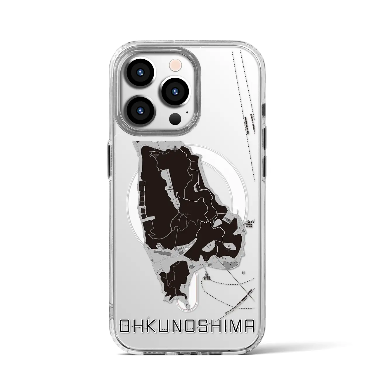 【大久野島(広島県)】地図柄iPhoneケース(MagSafeタイプ)