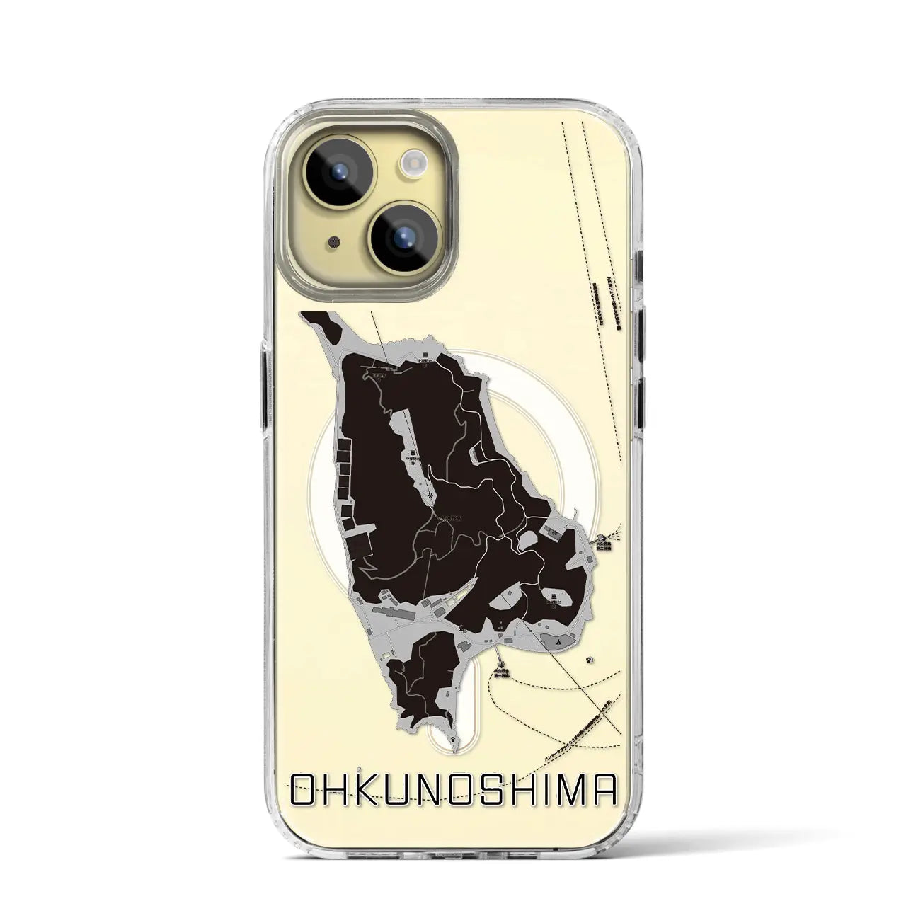 【大久野島(広島県)】地図柄iPhoneケース(MagSafeタイプ)