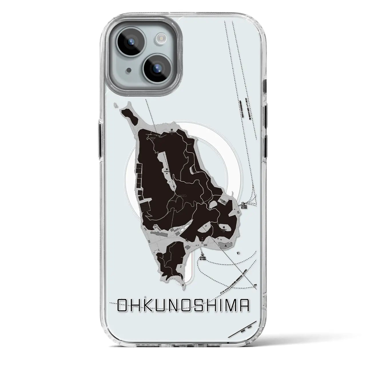 【大久野島(広島県)】地図柄iPhoneケース(MagSafeタイプ)