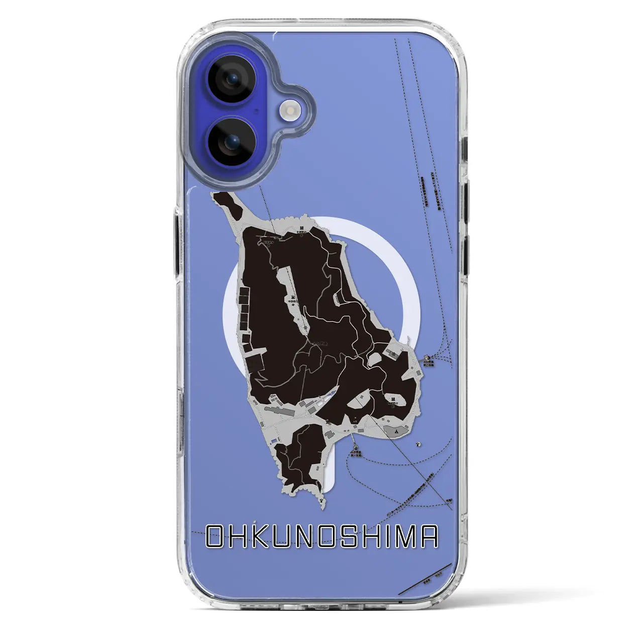 【大久野島(広島県)】地図柄iPhoneケース(MagSafeタイプ)